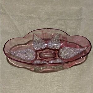 Elegant Pink Glass Serving Dish
